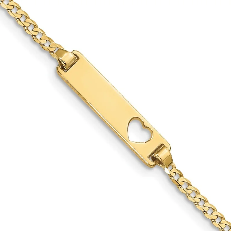 bold ruby summit apex bracelet-bold ruby summit apex bracelet-Cilantro sprig bracelet-10k Yellow Gold Flat Curb Link ID Bracelet, 5.5" (W-4.8mm)