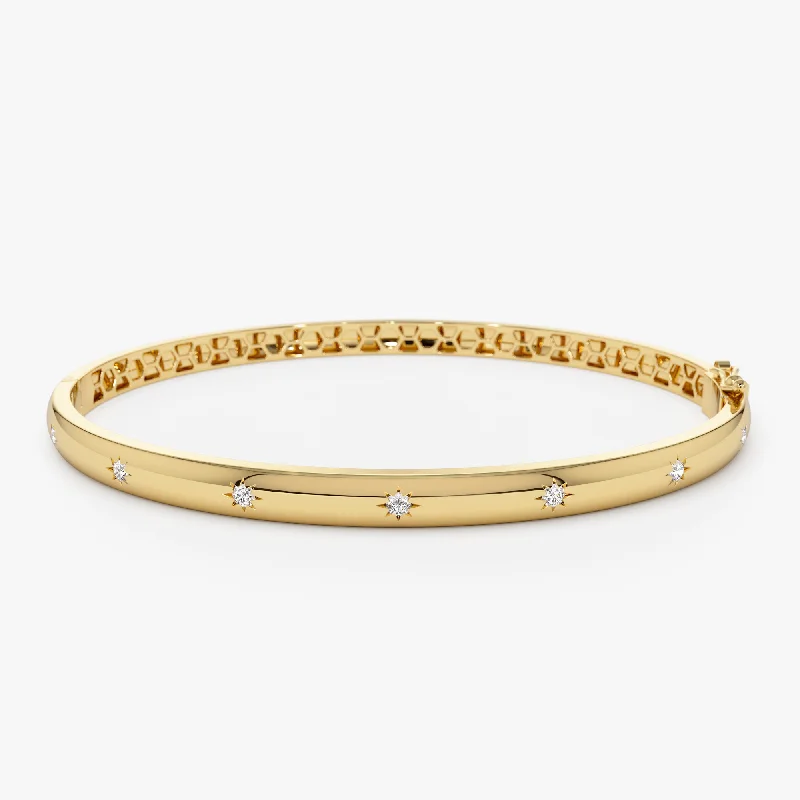 bold topaz summit apex bracelet-bold topaz summit apex bracelet-Aged finish bracelet-14k 4mm Dome Star Setting Diamond Bangle Bracelet