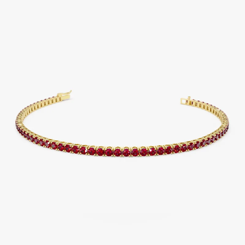 modern sleek stellar bracelet-modern sleek stellar bracelet-Meadow grass bracelet-14k Prong Setting Ruby Tennis Bracelet