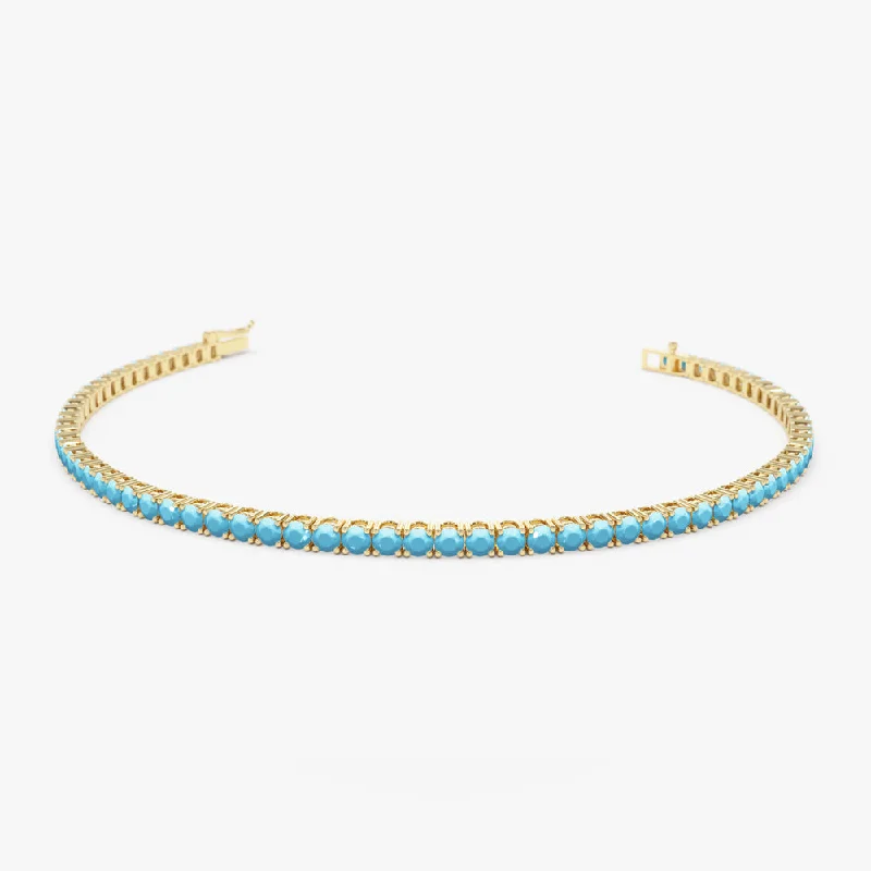 modern sleek stellar bracelet-modern sleek stellar bracelet-Meadow grass bracelet-14k Prong Setting Turquoise Tennis Bracelet