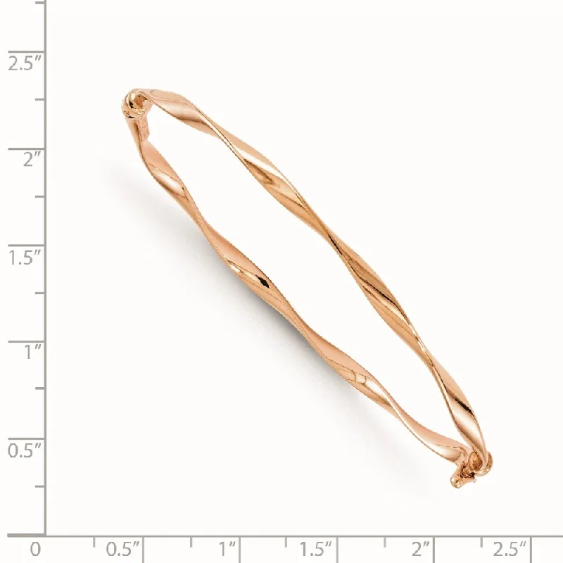 luxurious radiant-cut charm bracelet-luxurious radiant-cut charm bracelet-Enamel band bracelet-14k Rose Gold 3mm Twisted Hinged Bangle Bracelet, 7"