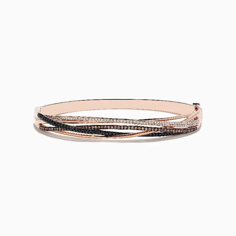 nature-themed summit apex bracelet-nature-themed summit apex bracelet-Stream stone bracelet-14K Rose Gold Black, Espresso and White Diamond Bangle