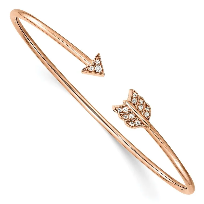 minimalist crest summit bracelet-minimalist crest summit bracelet-Floral print bracelet-14k Rose Gold Diamond Arrow Cuff Bangle Bracelet, 7" (W-2mm)