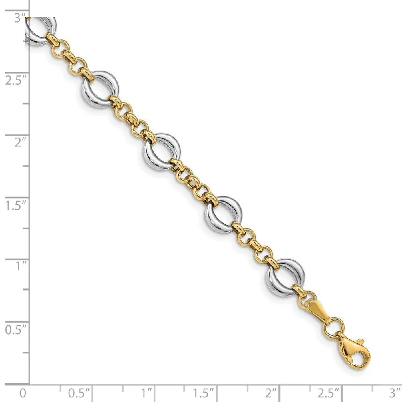 artisan-crafted silver bracelet-artisan-crafted silver bracelet-Faint color bracelet-14k Two-tone 7.75mm Polished Fancy Link Bracelet, 7.5"