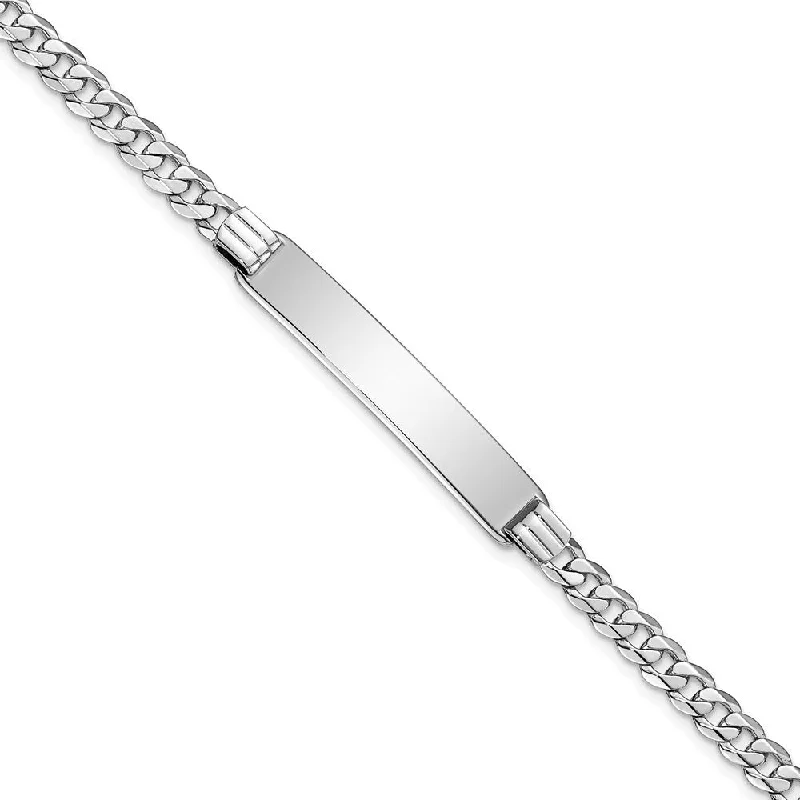 inscribed unity chain bracelet-inscribed unity chain bracelet-Clamped design bracelet-14k White Gold 6.8mm Flat Curb Link ID Bracelet, 7"