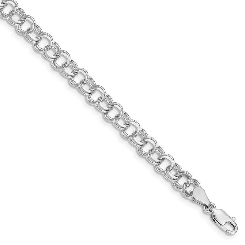 bold topaz summit apex bracelet-bold topaz summit apex bracelet-Aged finish bracelet-14k White Gold 6mm Double Link Charm Bracelet, 7"