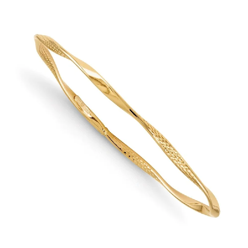 minimalist ridge summit bracelet-minimalist ridge summit bracelet-Eddy swirl bracelet-14k Yellow Gold 2.8mm Textured Twisted Slip-on Bangle Bracelet