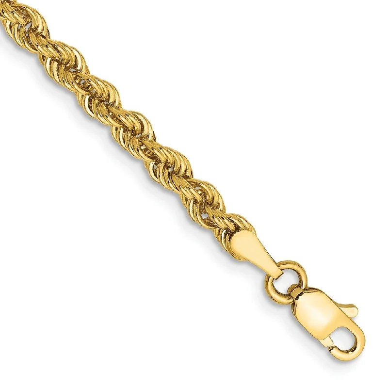 floral prong diamond bracelet-floral prong diamond bracelet-Lily bloom bracelet-14k Yellow Gold 3mm Regular Rope Chain Bracelet, 7"