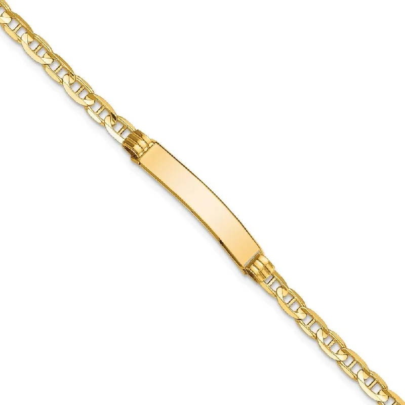 adjustable crest summit bracelet-adjustable crest summit bracelet-Spruce needle bracelet-14k Yellow Gold 4.5mm Anchor Link ID Bracelet, 7"