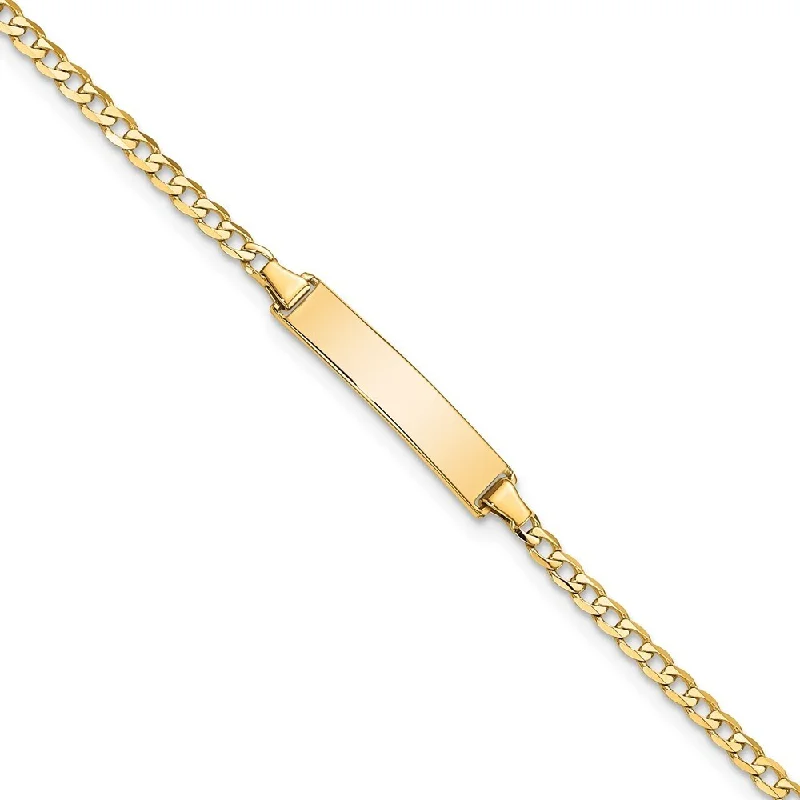 minimalist crest apex bracelet-minimalist crest apex bracelet-Outer stone bracelet-14k Yellow Gold 4.5mm Flat Curb Link ID Bracelet, 7"