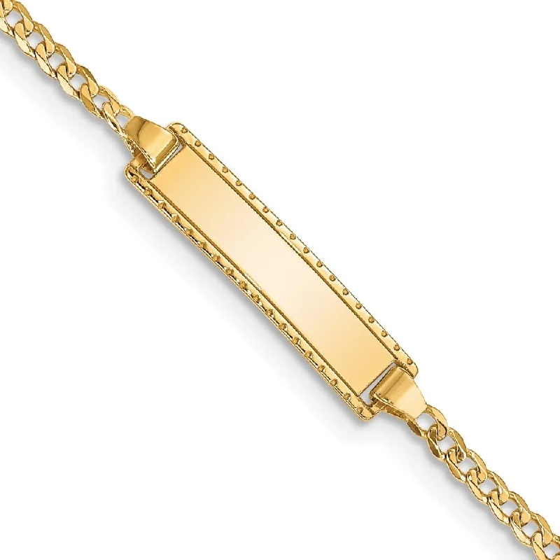 luxurious radiant-cut charm bracelet-luxurious radiant-cut charm bracelet-Enamel band bracelet-14k Yellow Gold 5mm 6in Engraveable Curb Link Baby/Child ID Bracelet, 6"