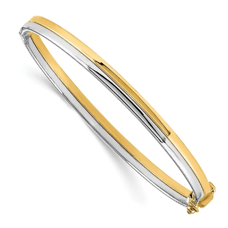 modern layered topaz bracelet-modern layered topaz bracelet-Split band bracelet-14k Yellow Gold 5mm w/Rhodium Hinged Bangle Bracelet, 7.25"