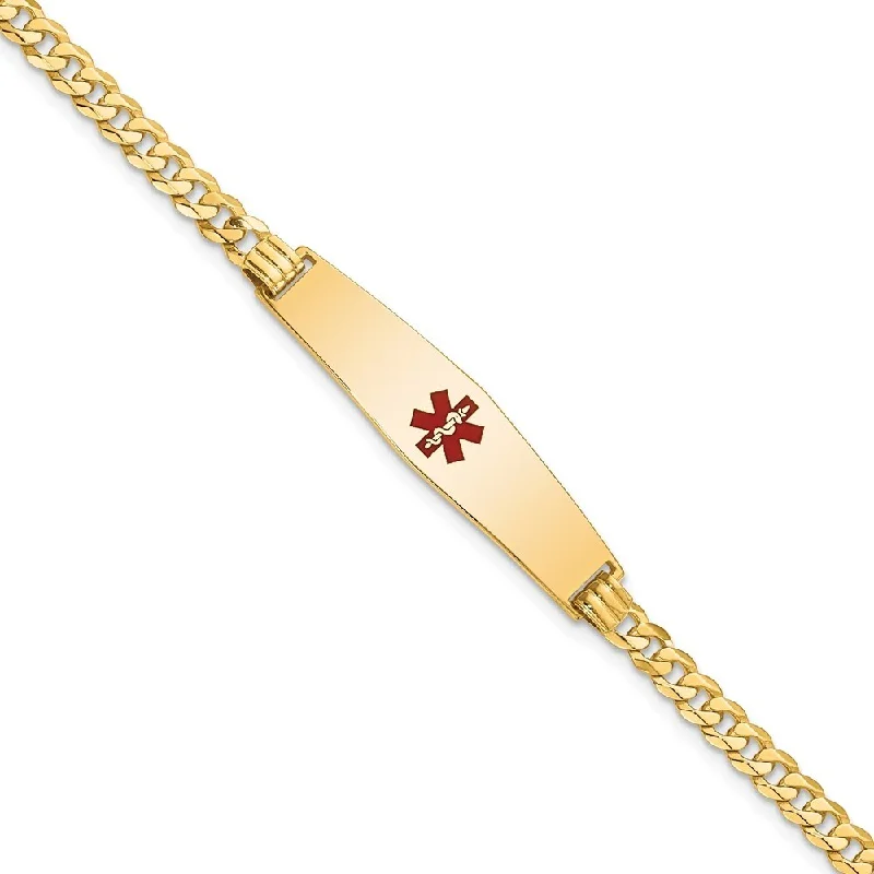 bold topaz summit apex bracelet-bold topaz summit apex bracelet-Turquoise point bracelet-14k Yellow Gold 8.5mm Medical Soft Diamond Shape Red Enamel Flat Curb Link ID Bracelet, 7"