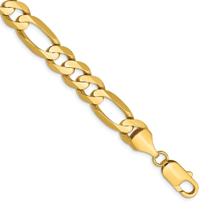 modern sleek crest ridge bracelet-modern sleek crest ridge bracelet-Horn ridge bracelet-14k Yellow Gold 8.75mm Concave Open Figaro Chain Bracelet, 8"