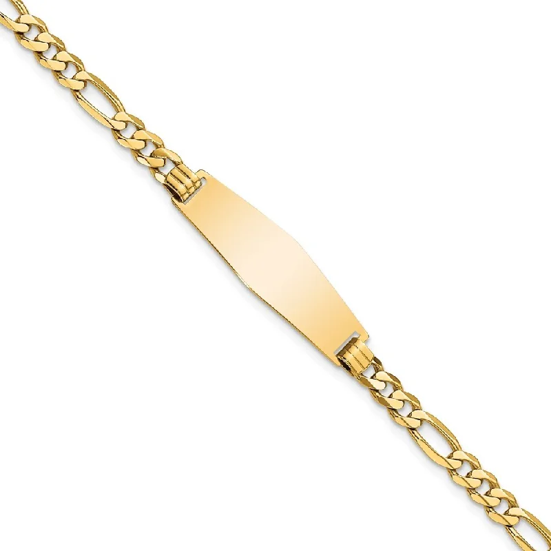 modern sleek crest apex bracelet-modern sleek crest apex bracelet-Velvet wrap bracelet-14k Yellow Gold 9.5mm Soft Diamond Shape Flat Figaro Link ID Bracelet, 7"