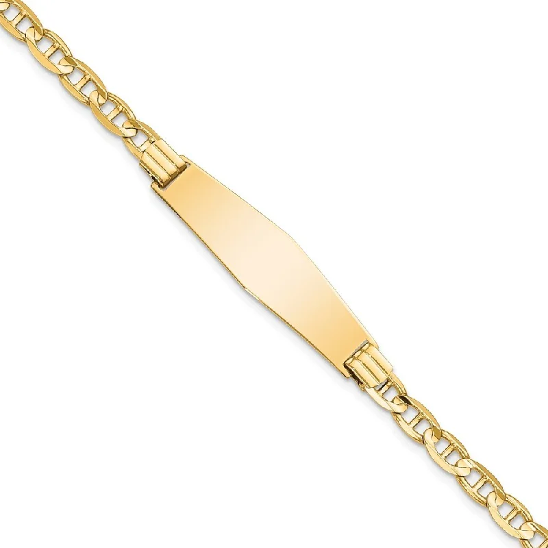 inscribed lineage chain bracelet-inscribed lineage chain bracelet-Celtic spiral bracelet-14k Yellow Gold 9.8mm Anchor Link Soft Diamond Shape ID Bracelet, 7"