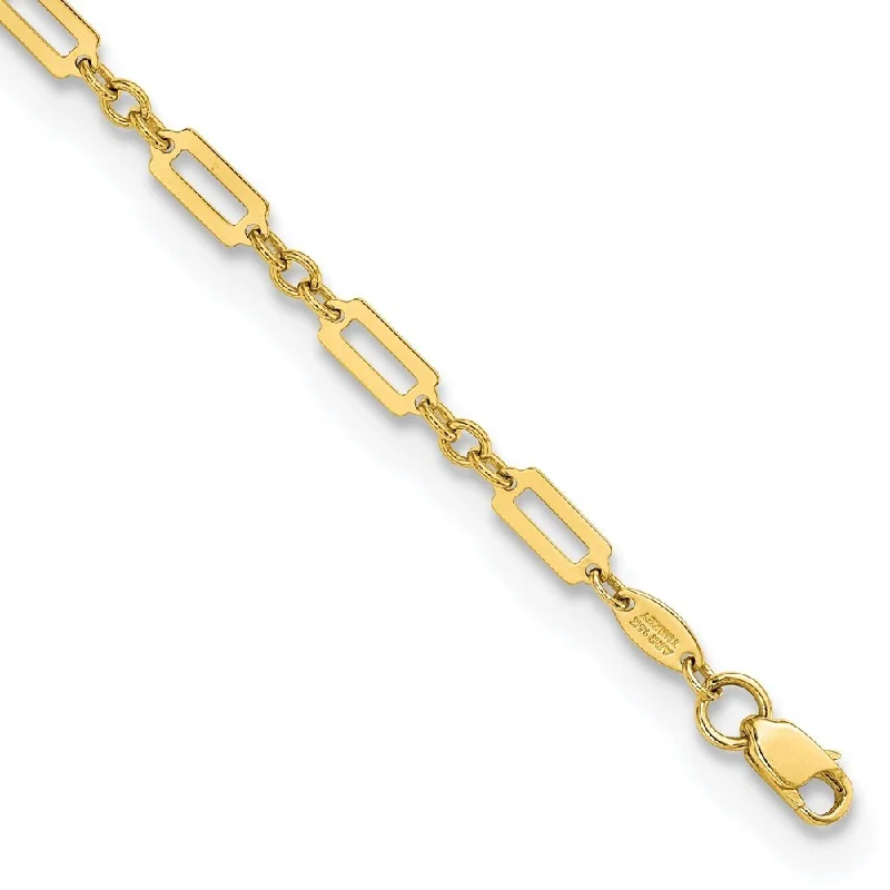 floral eternity sapphire bracelet-floral eternity sapphire bracelet-Glossy stone bracelet-14k Yellow Gold Fancy Rectangle Link Bracelet, 7.5" (W-3.2mm)