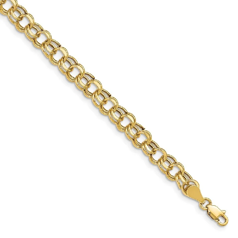 gothic-inspired eagle claw bracelet-gothic-inspired eagle claw bracelet-Coral bead bracelet-14k Yellow Gold Lite 5.5mm Double Link Charm Bracelet, 7"