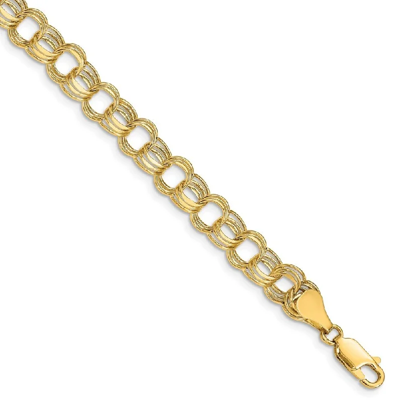 floral eternity topaz bracelet-floral eternity topaz bracelet-Speck stripe bracelet-14k Yellow Gold Lite 7mm Triple Link Charm Bracelet, 7.25"