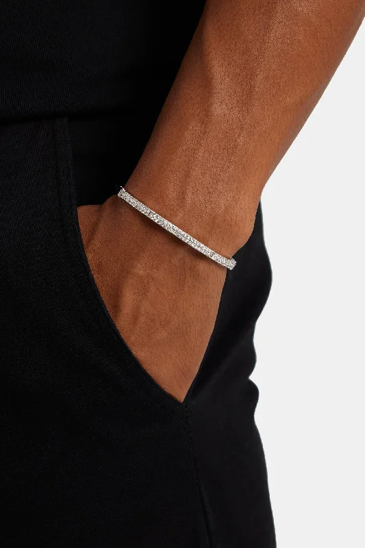 artisan-crafted rose bracelet-artisan-crafted rose bracelet-Net weave bracelet-4mm Iced CZ Pave Mix Bangle