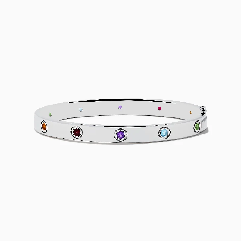 art deco jade bracelet-art deco jade bracelet-Dual alloy bracelet-925 Sterling Silver Multi Gemstone and Diamond Bangle