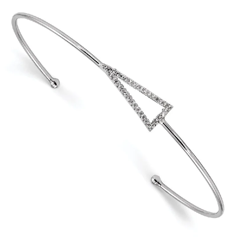 bohemian ridge apex bracelet-bohemian ridge apex bracelet-Symbol code bracelet-925 Sterling Silver Rhodium-plated Cubic Zirconia Triangle Cuff Bangle Bracelet