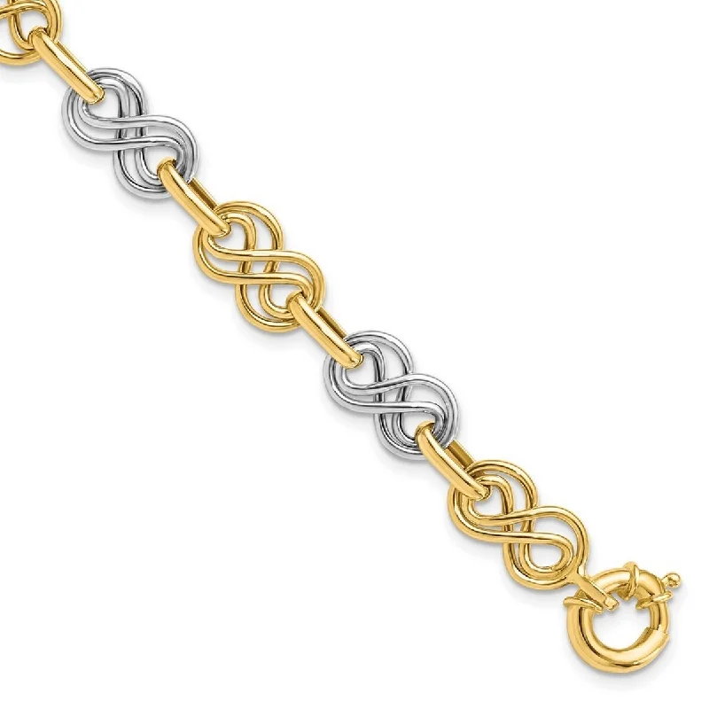 modern contoured chain bracelet-modern contoured chain bracelet-Tucked seam bracelet-Curata 7.83mm 14k Two tone Gold Polished Bracelet 7.5 Inch