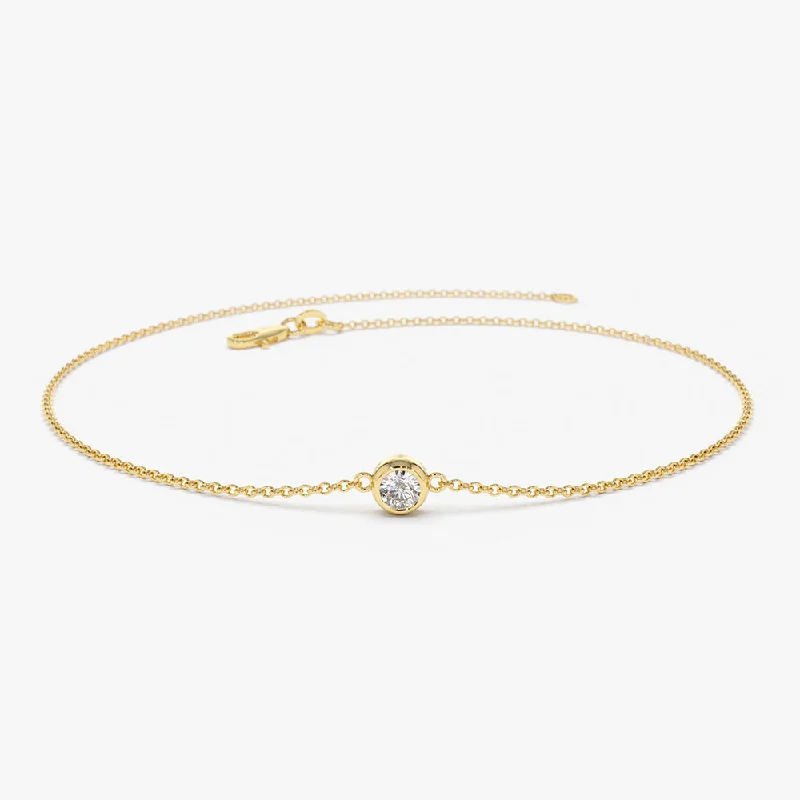 adjustable peak ridge bracelet-adjustable peak ridge bracelet-Branch vein bracelet-14K Dainty Diamond Solitaire Bracelet