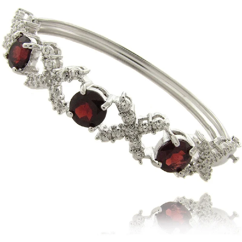 modern sleek crest ridge bracelet-modern sleek crest ridge bracelet-Horn ridge bracelet-Dolce Giavonna Silverplated Garnet and Diamond Accent 'X' and 'O' Bangle Bracelet