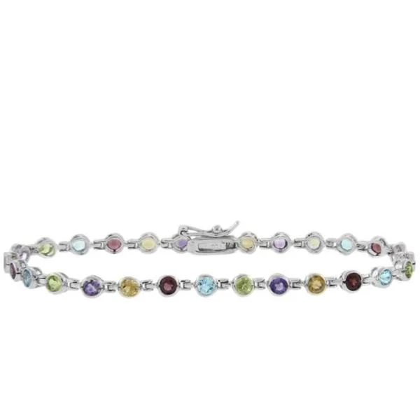 artisan-crafted rose bracelet-artisan-crafted rose bracelet-Net weave bracelet-Dolce Giavonna Sterling Silver Multi Gemstone Tennis Bracelet