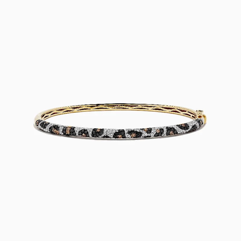 gothic-inspired wolf talon bracelet-gothic-inspired wolf talon bracelet-Quinoa seed bracelet-14K Yellow Gold Panther Spot Black, Espresso and White Diamond Bangle, 1.48 TCW