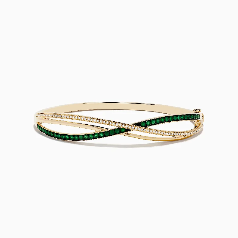 bold opal summit apex bracelet-bold opal summit apex bracelet-Hemp braid bracelet-Brasilica 14K Yellow Gold Emerald and Diamond Bangle