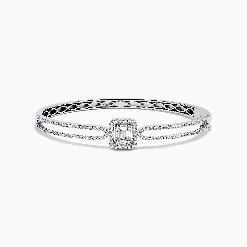 bohemian summit ridge bracelet-bohemian summit ridge bracelet-Arcing band bracelet-Classique 14K White Gold Diamond Bangle 0.93 TCW