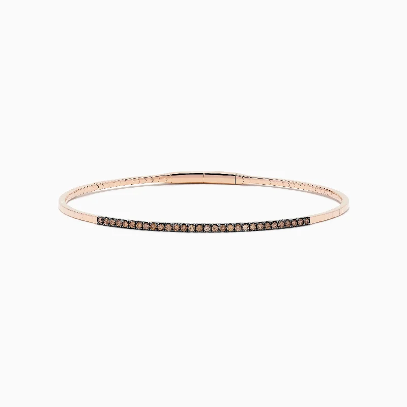 adjustable peak crest bracelet-adjustable peak crest bracelet-Cotton band bracelet-14K Rose Gold Espresso Diamond Bangle