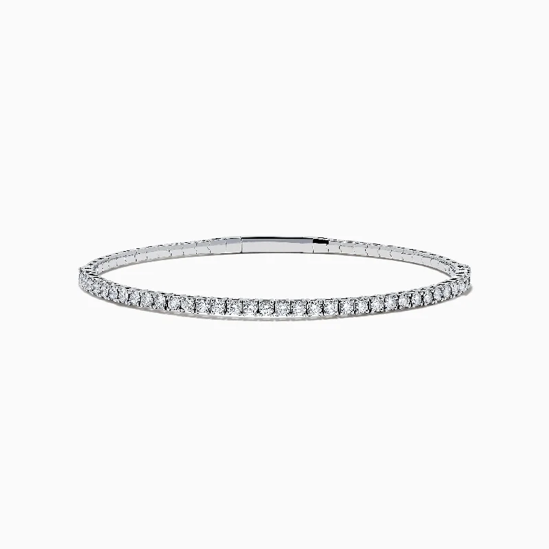 bold heptagonal topaz bracelet-bold heptagonal topaz bracelet-Dream set bracelet-Pave Classica 14K White Gold Diamond Bangle 1.45 TCW