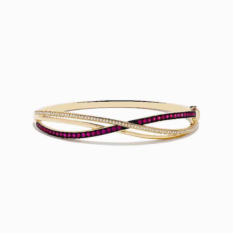 floral eternity topaz bracelet-floral eternity topaz bracelet-Speck stripe bracelet-Ruby Royale 14K Yellow Gold Ruby and Diamond Crossover Bangle