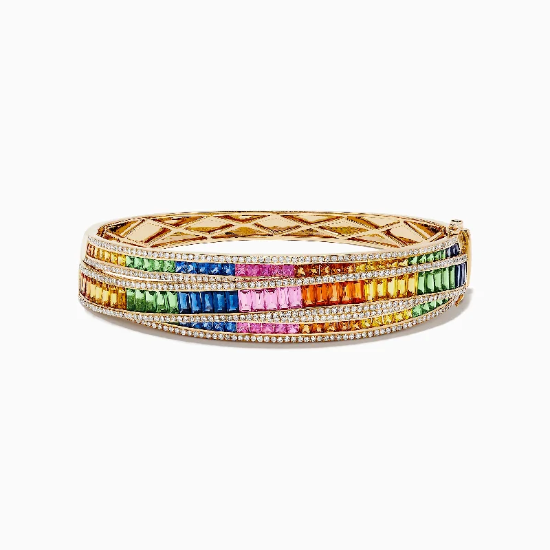 bold ruby summit apex bracelet-bold ruby summit apex bracelet-Lacquered finish bracelet-Watercolors 14K Gold Multi Sapphire and Diamond Bangle