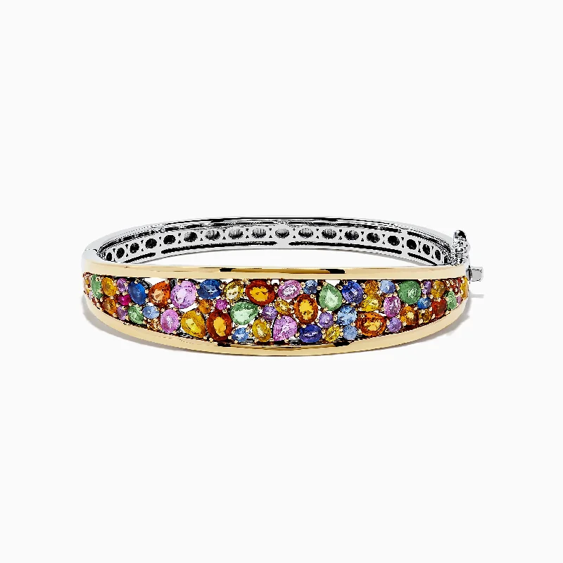 bold opal prong bracelet-bold opal prong bracelet-Relic mine bracelet-Watercolors Sterling Silver & 18K Gold Multi Sapphire Bangle