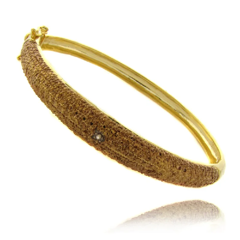 Finesque 14k Gold Overlay Brown Diamond Accent Bangle Bracelet