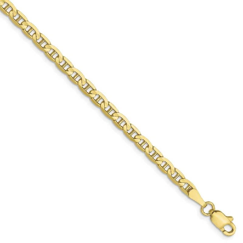 inscribed lineage chain bracelet-inscribed lineage chain bracelet-Celtic spiral bracelet-Leslie's 10k Yellow Gold 3mm Concave Anchor Chain Bracelet, 7"