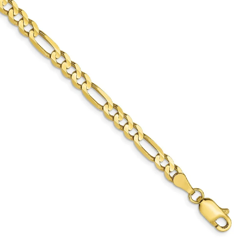 inscribed eternity chain bracelet-inscribed eternity chain bracelet-Raised gem bracelet-Leslie's 10k Yellow Gold 4mm Concave Figaro Chain Bracelet, 7"