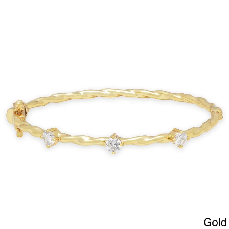 adjustable maple crest bracelet-adjustable maple crest bracelet-Aluminum band bracelet-Molly and Emma 3-stone Cubic Zirconia Bangle