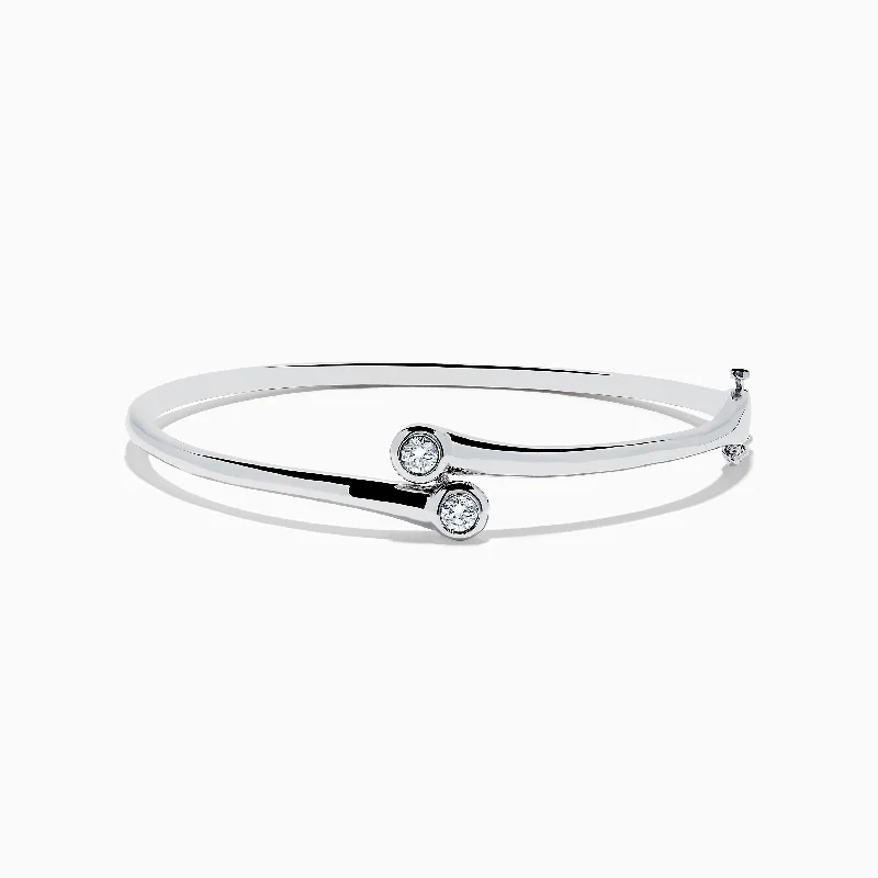 modern prong-set emerald bracelet-modern prong-set emerald bracelet-Vaulted link bracelet-Pave Classica 14K White Gold Two-of-Us Diamond Bangle