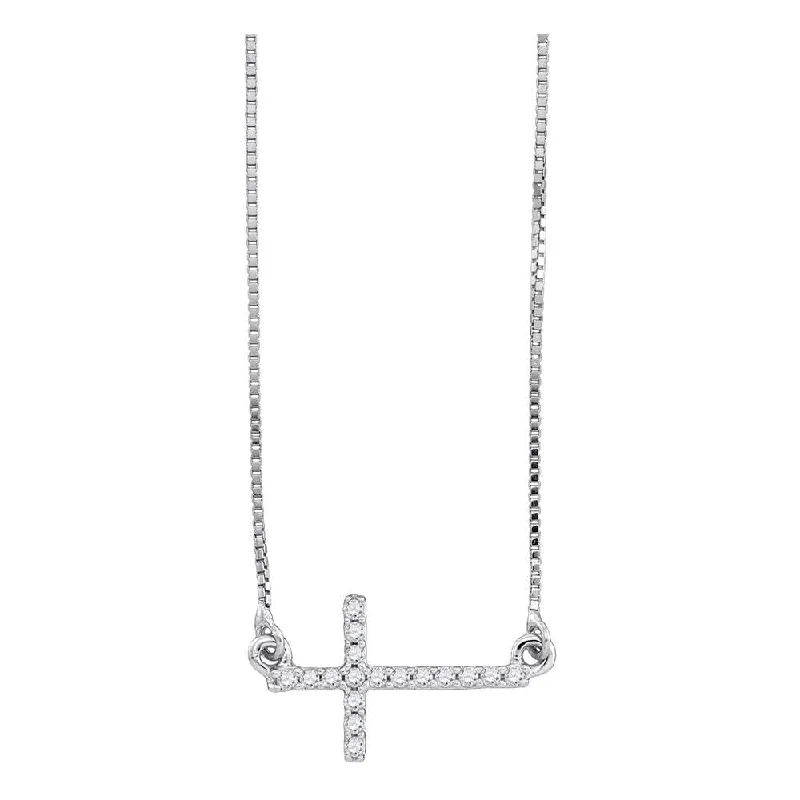 bold topaz summit apex necklace-Turquoise point necklace-10kt White Gold Womens Round Diamond Cross Pendant Necklace Chain 1/10 Cttw