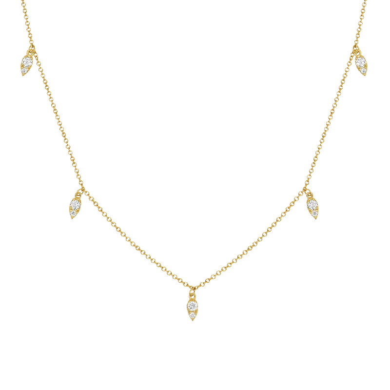 modern contoured chain necklace-Tucked seam necklace-Diamond Pear Drop Necklace