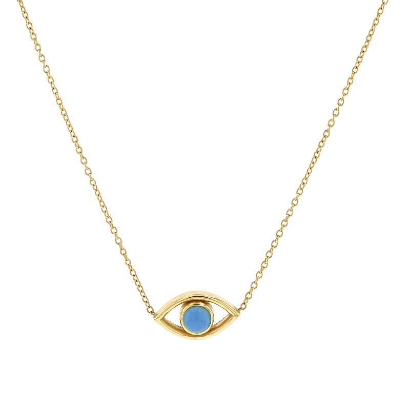 floral eternity sapphire necklace-Glossy stone necklace-Turquoise Evil Eye Necklace