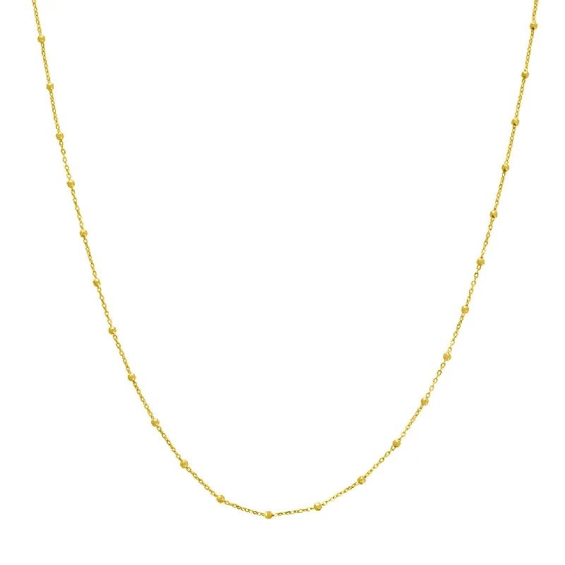 modern layered opal necklace-Infinity knot necklace-14K Yellow Gold Faceted Bead Saturn Chain Necklace