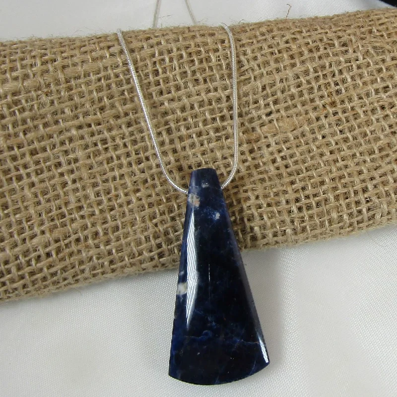 inscribed heritage pendant necklace-Paired stone necklace-Sodalite Pendant Necklace on Silver Chain