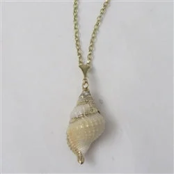 art deco peridot necklace-Barnacle shell necklace-Cream Distorsio Shell Pendant Necklace on Gold Chain