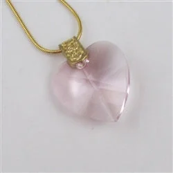 inscribed eternity pendant necklace-Raised gem necklace-Large Pink Crystal Heart Pendant Necklace